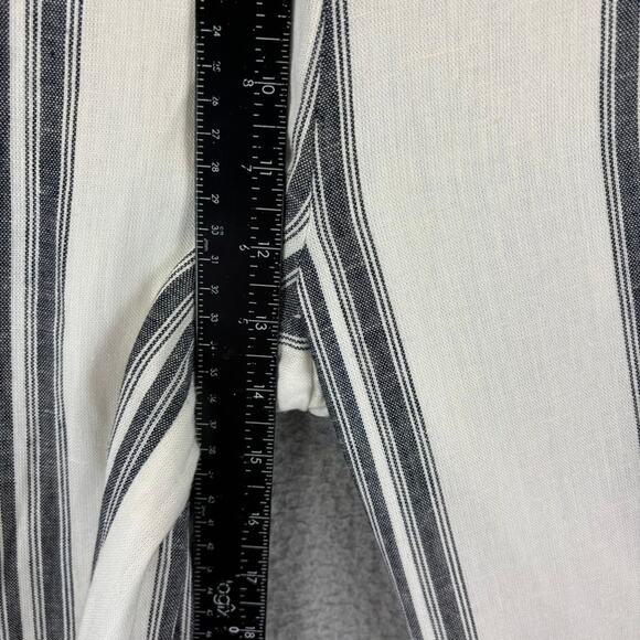 Lavender Brown Linen Pant Medium Wide Leg Beachy Coastal  Nautical Striped Lined - Picture 7 of 11